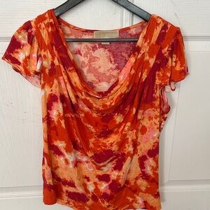 Michael Kors Vibrant Orange and Red Blouse